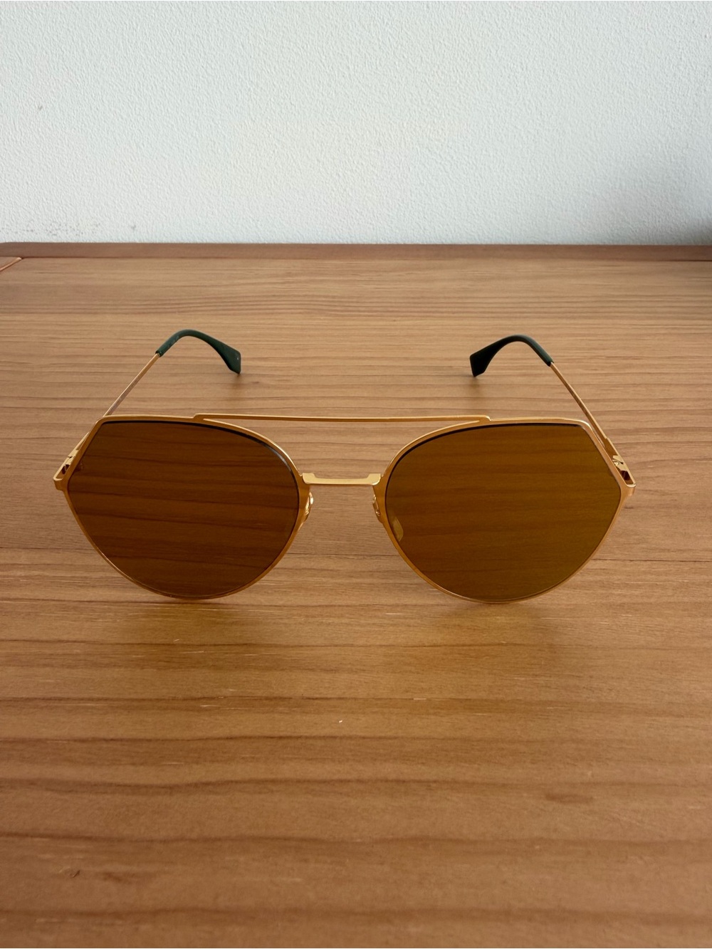 Fendi Gold Frame with Brown Lenses Women's Sunglasses